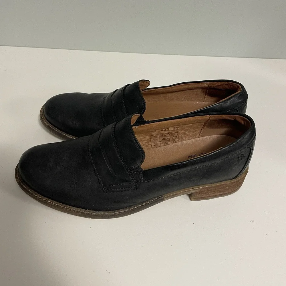 Josef Seibel Women's Sienna‎ Black Leather Penny Loafer Shoes Size 37 US 6-6.5